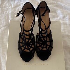 Charlotte Olympia Black Strappy Heels 38.5